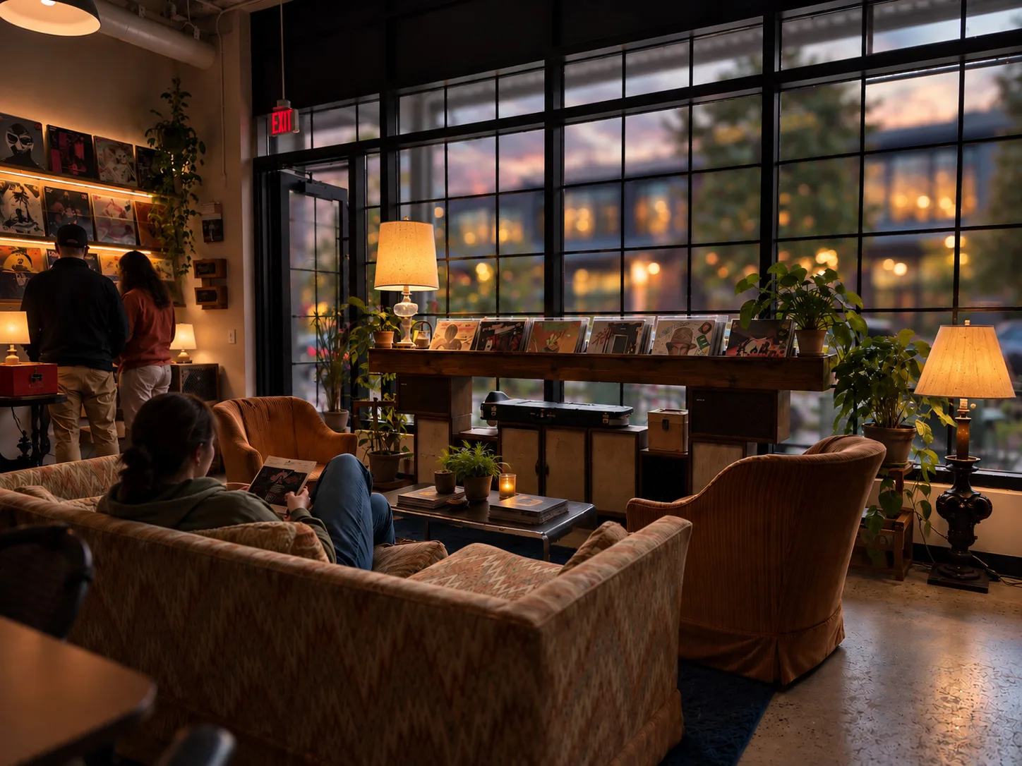 The lounge at dusk